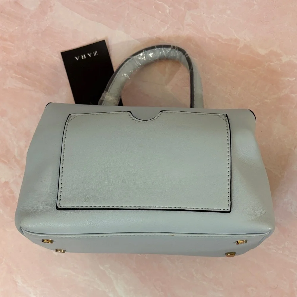 Zara Pastel Blue Satchel with Floral Accent